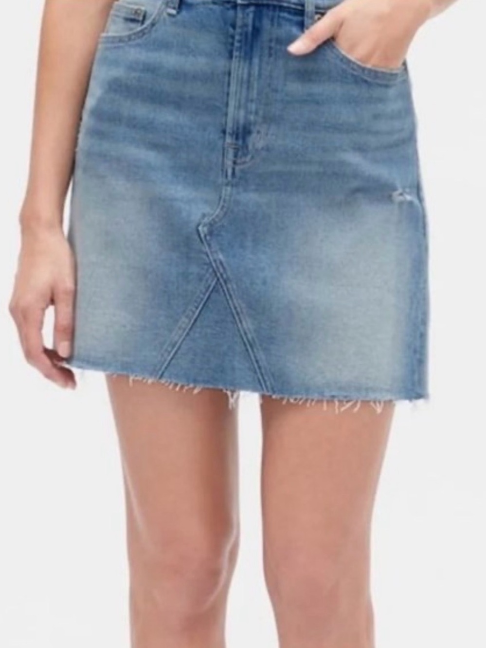 GAP Denim Frayed Retro Hem Mini Skirt - Light Wash